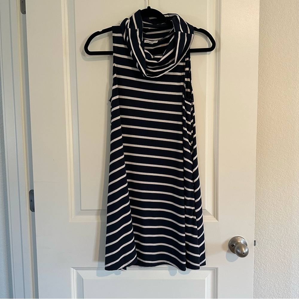 Socialite Navy and White Striped Ribbed Dress